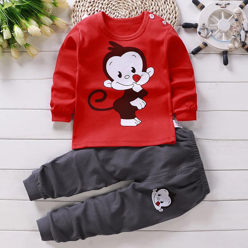 Baby Girl Cartoon Cat Pajamas Set | Long Pants & T-Shirt 2-Piece Girls Clothes 0-6 Years
