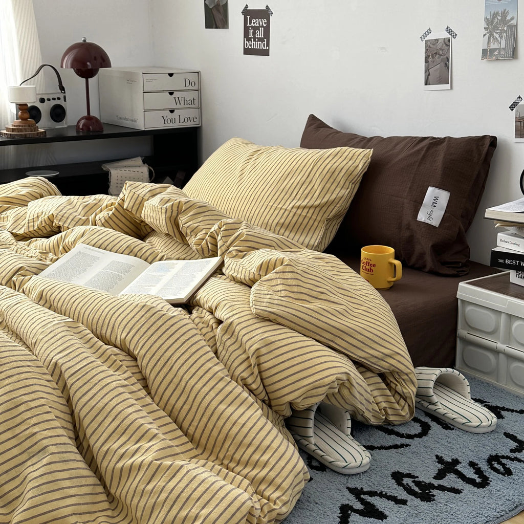Stripe Bedding Comforter Set – Duvet Cover, Bed Sheet & Pillowcase, Single to King