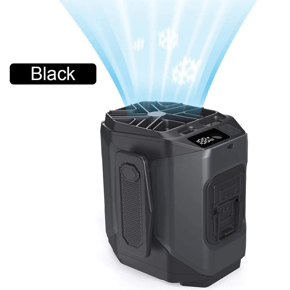 20000mAh Hands-Free Waist Fan – 5-in-1 with Power Bank, Flashlight & 5 Speeds for Outdoor Use