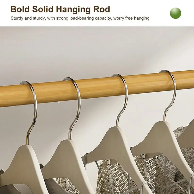 Floor Garment Rack with Multi-Layer Shelves — Freestanding Clothes Organizer