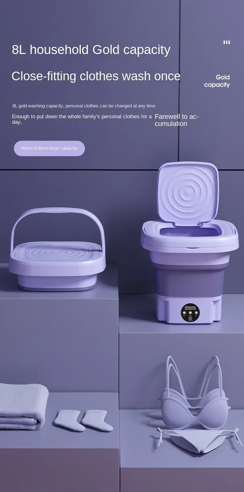 Portable Washing Machine And Dryer Combination,Mini Folding Washing Machine With Disinfection Function For Socks And Underwear