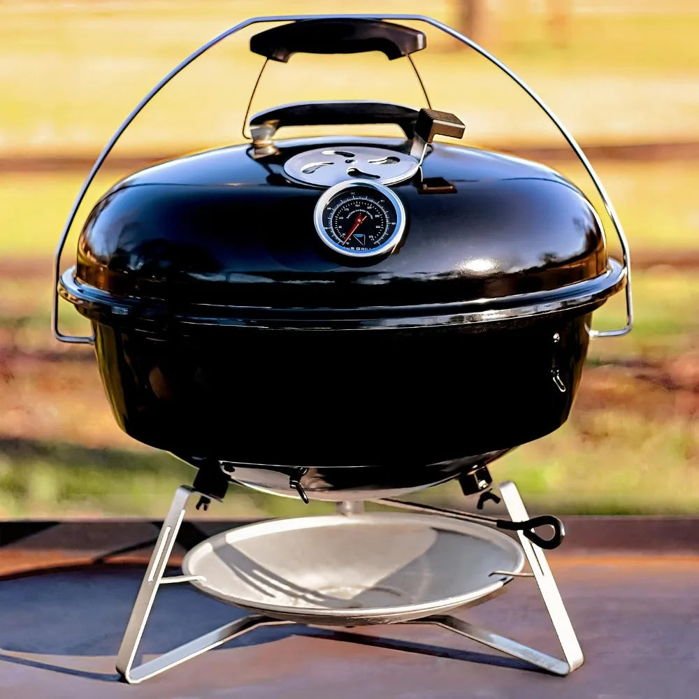 Portable Charcoal Grill 18" | 2-Zone Cooking, Easy Spin Grate, Charcoal Basket, Travel Kettle for Camping, Tailgating & Backyard BBQ