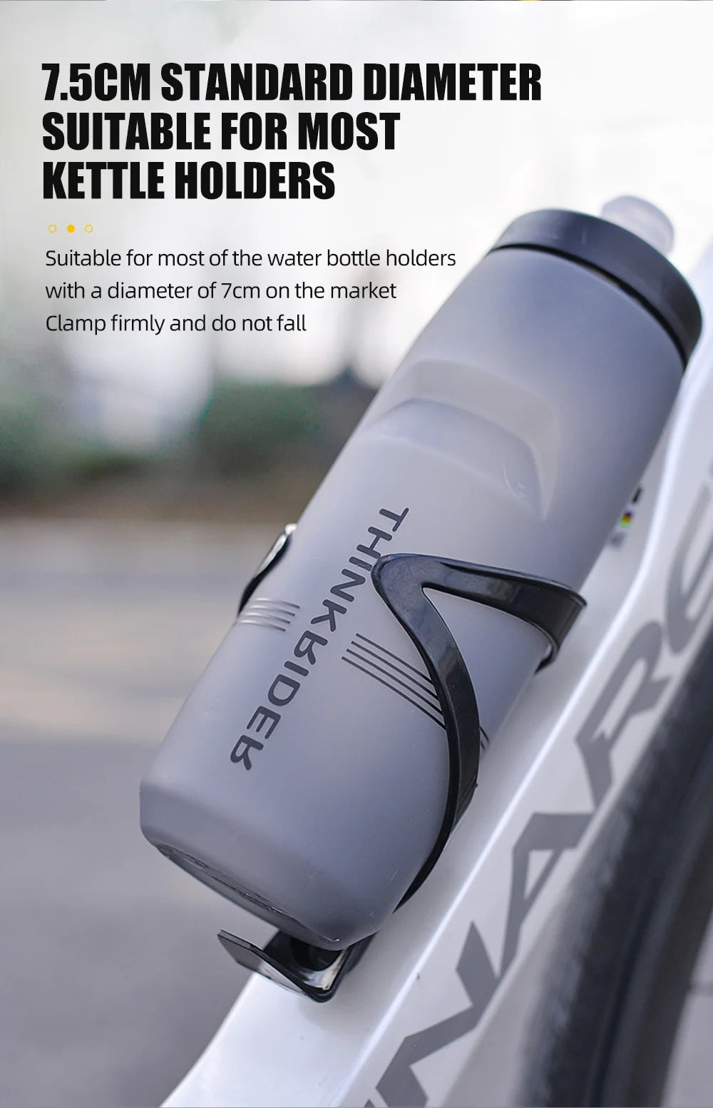 ThinkRider Cycling Water Bottle 620ml/750ml – Squeeze Jet, Leakproof, MTB & Road Bike Cage Compatible, 0–70°C