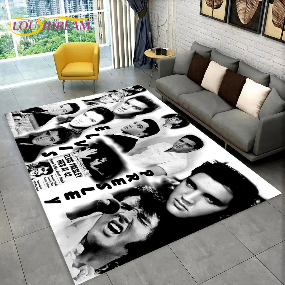 The King Elvis Presley Retro Area Rug,Carpet Rug for Living Room Bedroom Sofa Doormat Decoration,kids Play Non-slip Floor Mat 3D