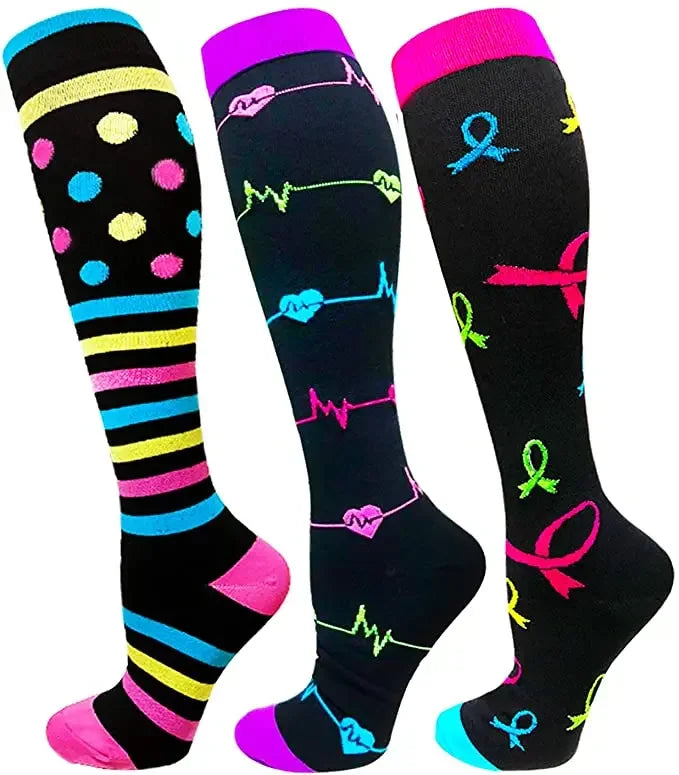 Knee High Compression Socks 20-30mmHg – 3 Pairs for Diabetes, Varicose Veins, Edema, Nurse & Running