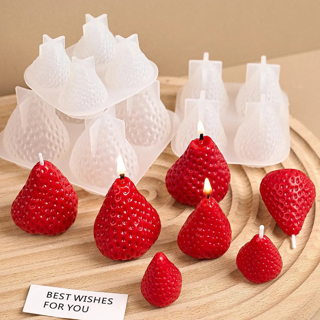 3D Strawberry Silicone Mold — DIY Scented Candles, Aromatherapy & Gift Decor