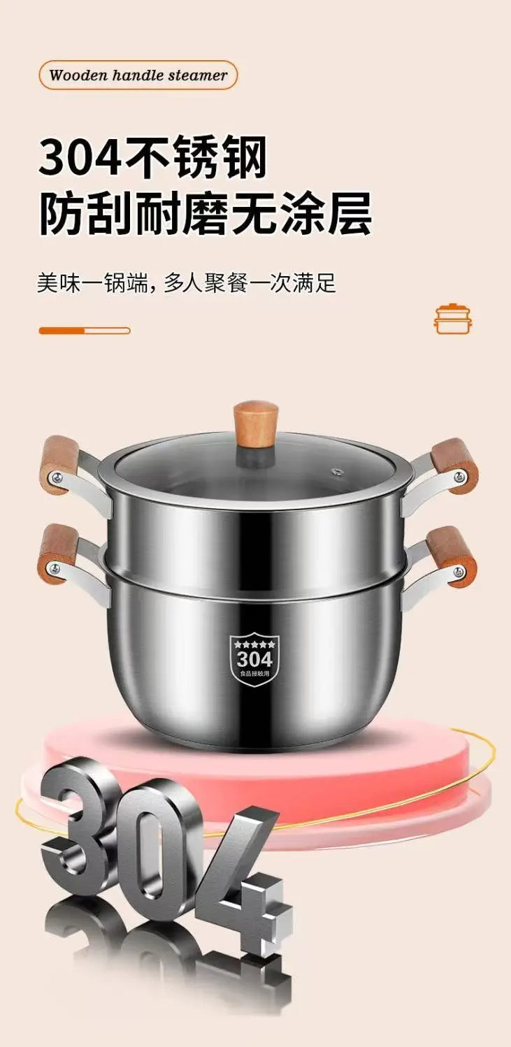 Stainless Steel Soup Pot – Glass Lid & Side Handles