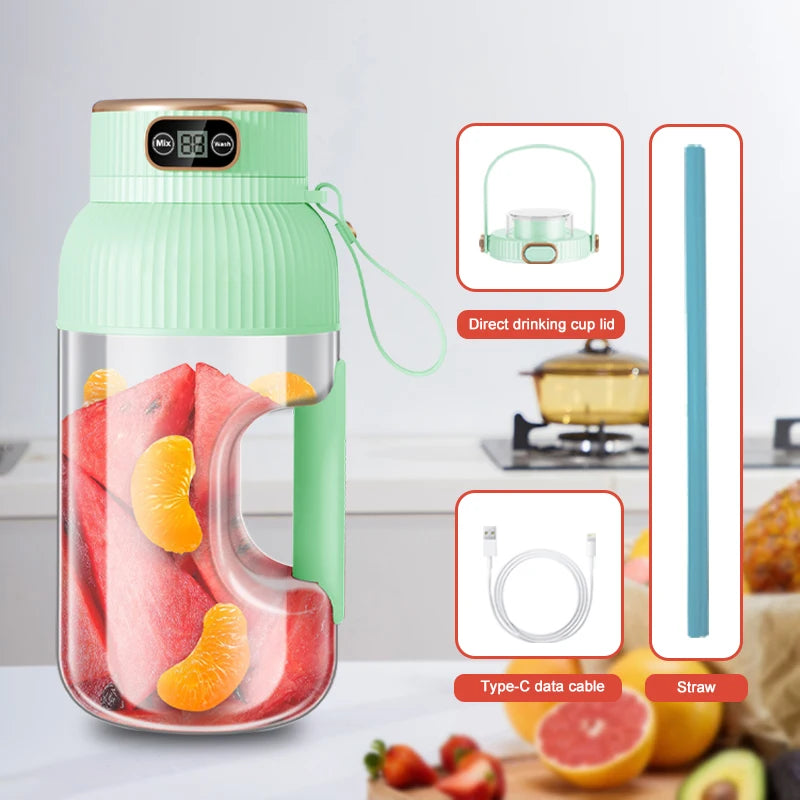 1000ML Portable Juicer Blender — USB Charging Smoothie Cup for Fruit & Citrus