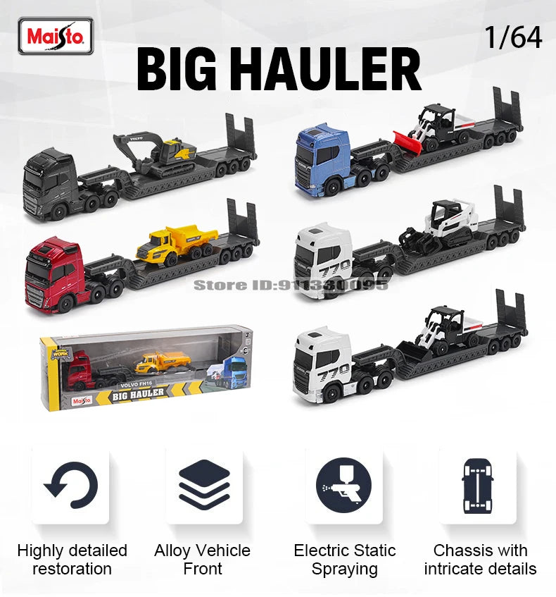 1:64 Die-Cast Semi Truck & Excavator Model – Maisto Precision Collection
