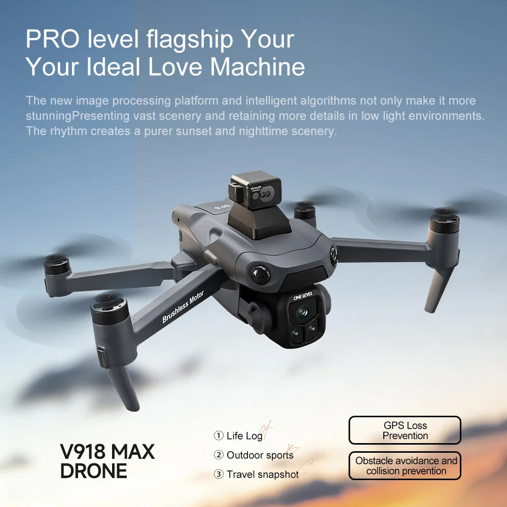 Original GPS Drone V918 Max 4K Professional HD Camera Photography Brushless Foldable Quadcopter Laser Obstacle Avoidance Dron