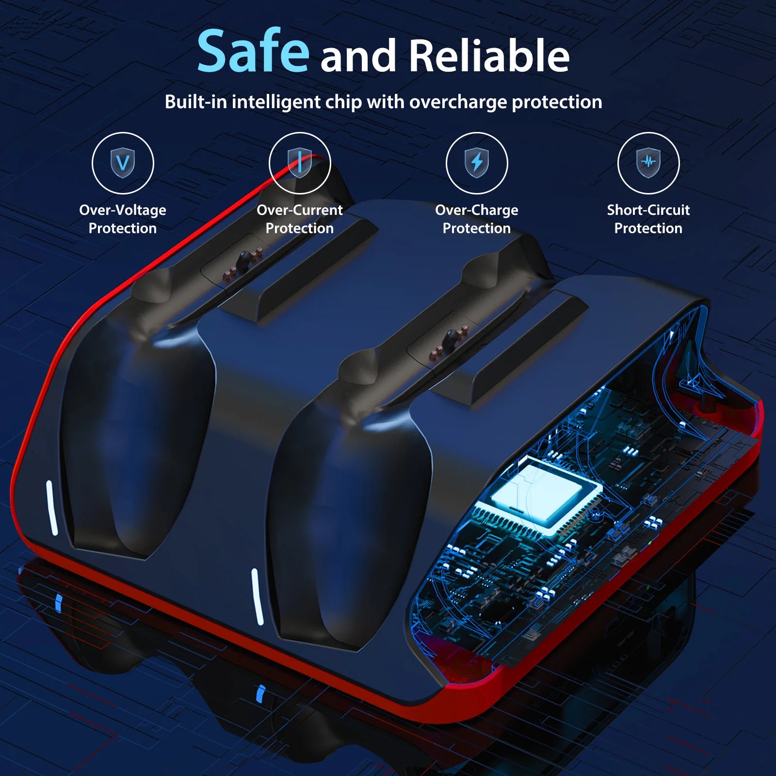 PS5 Dual Controller Fast Charging Dock – Wireless Gamepad Charger Station