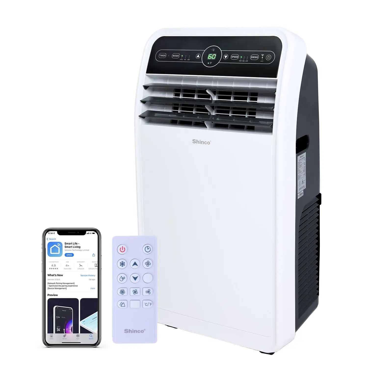 12000 BTU Portable Air Conditioner WiFi Cool Fan Dehumidifier 450 SqFt Remote 24H Timer Install Kit, Custom