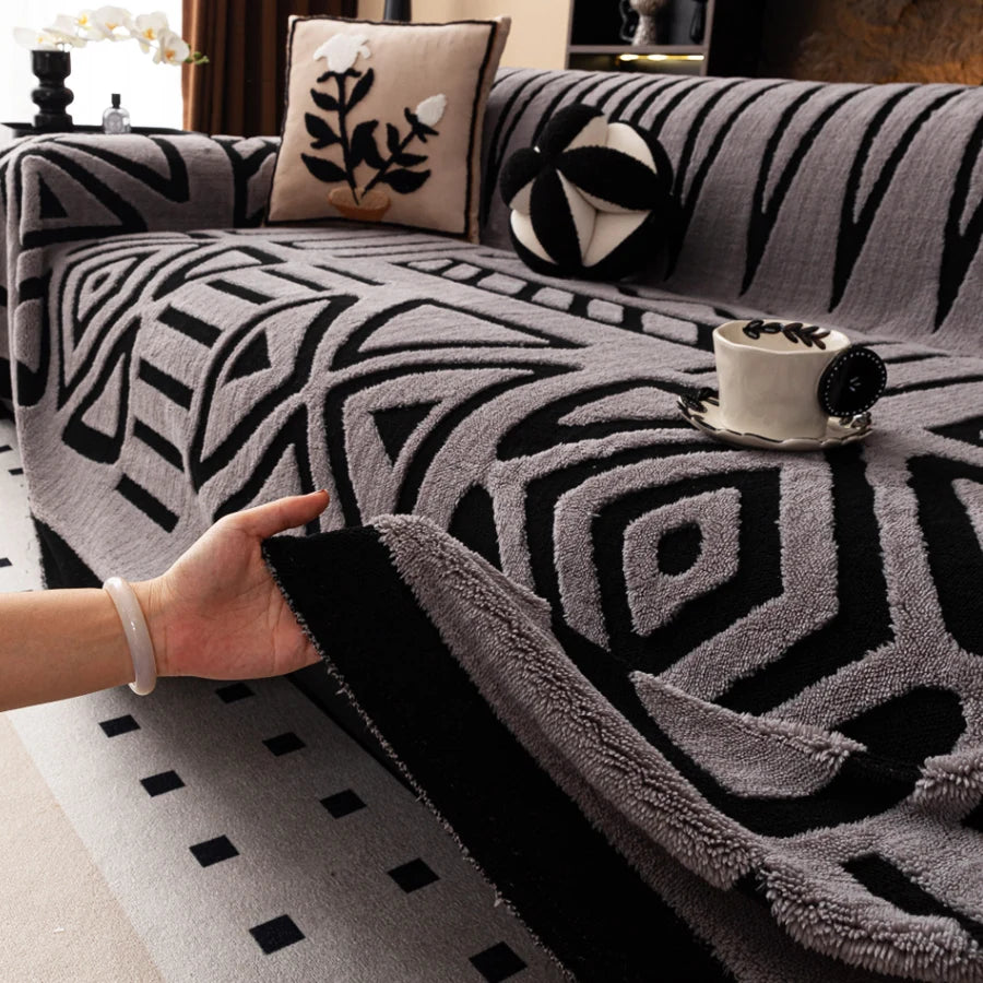 Bohemian Vintage Sofa Protector – Anti-Slip Interlaced Sofa Blanket, Pet-Friendly Luxury Cover