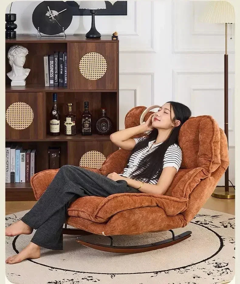 Adjustable Folding Rocking Chair with Cushioned Seat