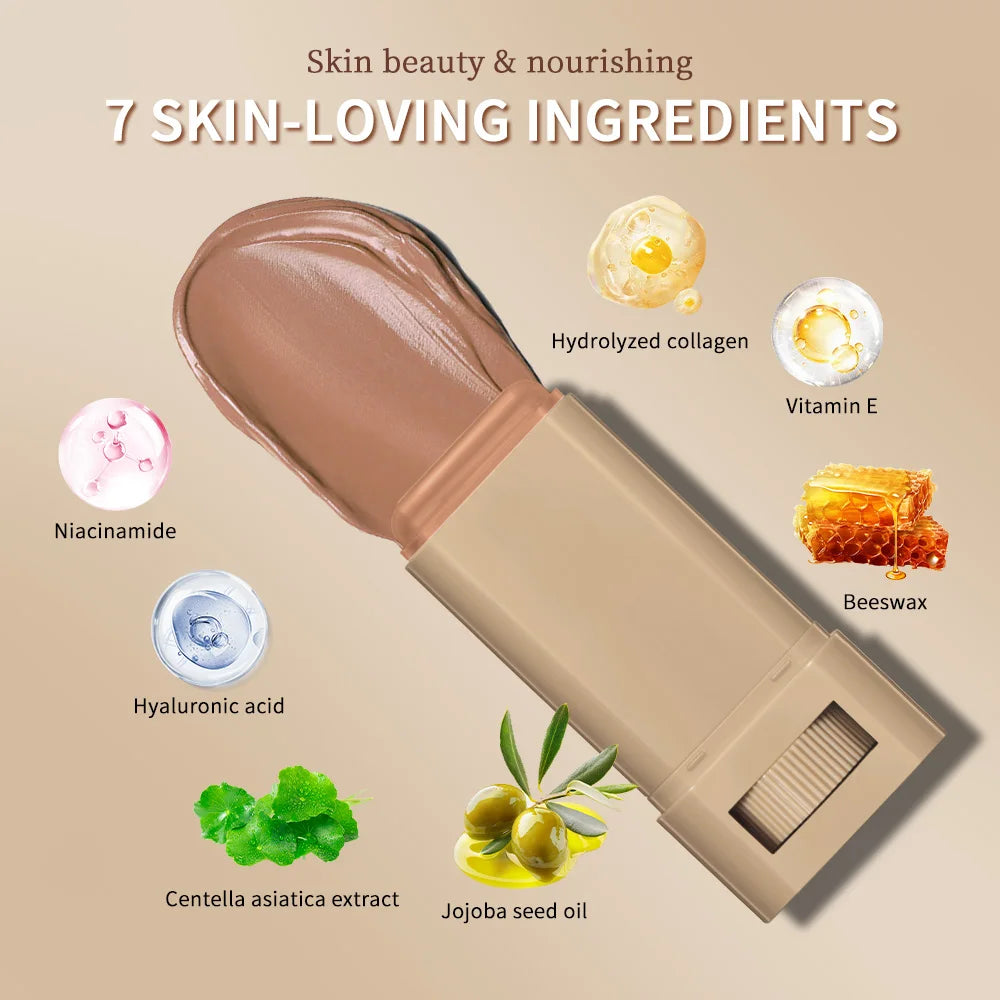 Skin Tint Foundation Stick — Waterproof Nourishing Tinted Serum Contour Balm