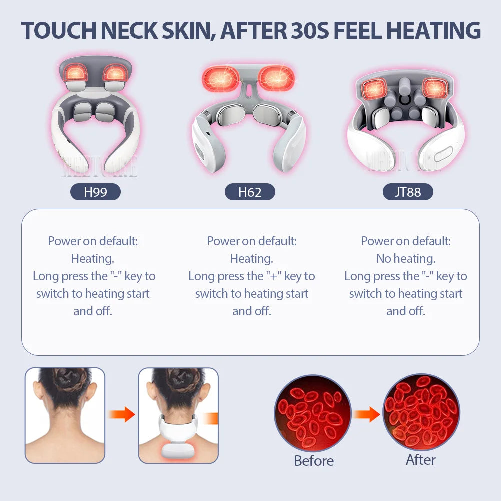 TENS Pulse Neck & Shoulder Massager – Cervical Muscle Relief with EMS & Heat