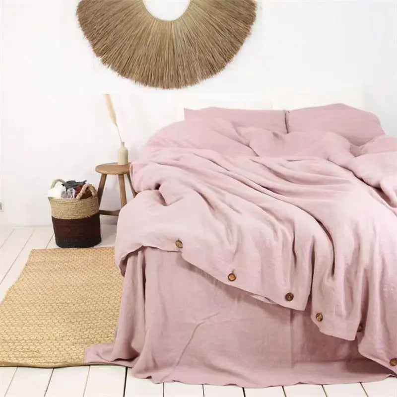 100% French Linen Duvet Cover – Natural Soft Quilt Cover, Queen & King, Breathable Bedding