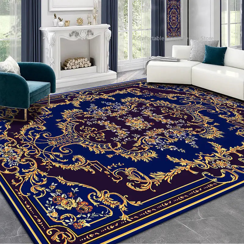 Persian Style Large Area Carpet – Retro Non-Slip Washable Rug for Living Room & Bedroom