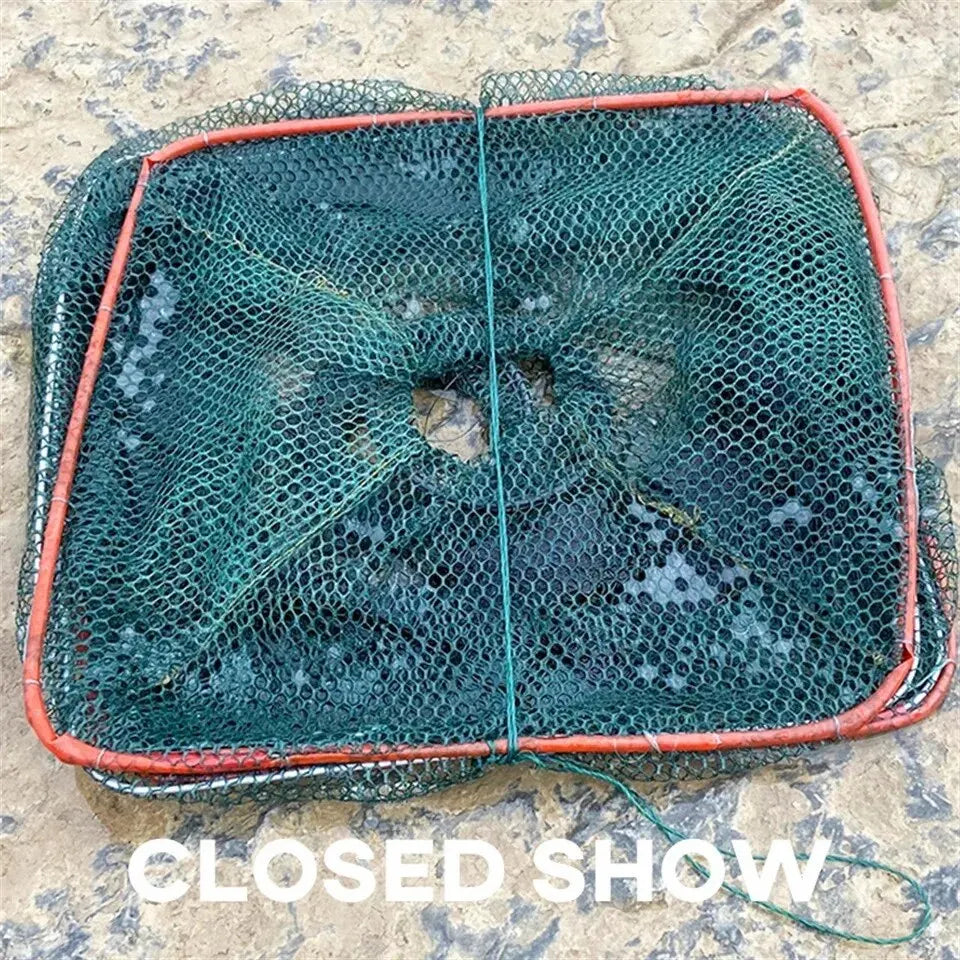 Collapsible Cast Net Fish Cage — Nylon Mesh Trap for Crab, Shrimp & Crayfish