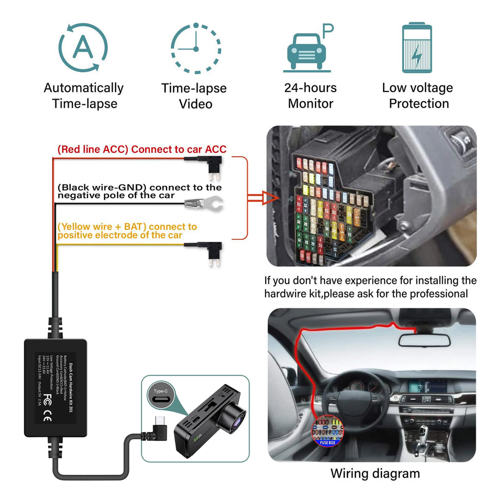4-Channel WiFi Dashcam – FHD 1080P, Night Vision, Loop Recording, Parking Monitor | Front + Rear + Side
