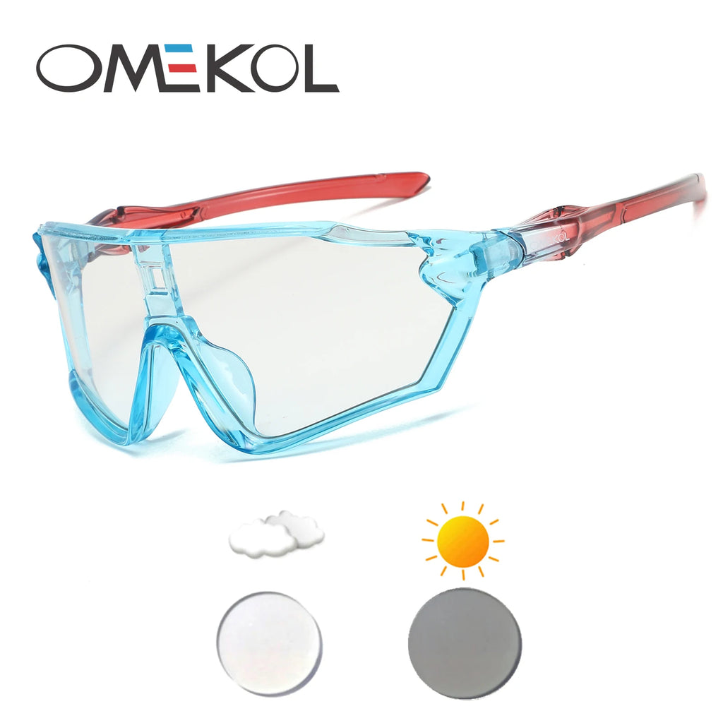 OMEKOL Photochromic Cycling Sunglasses | Men Women Outdoor MTB Mountain Bike Baseball Eyewear