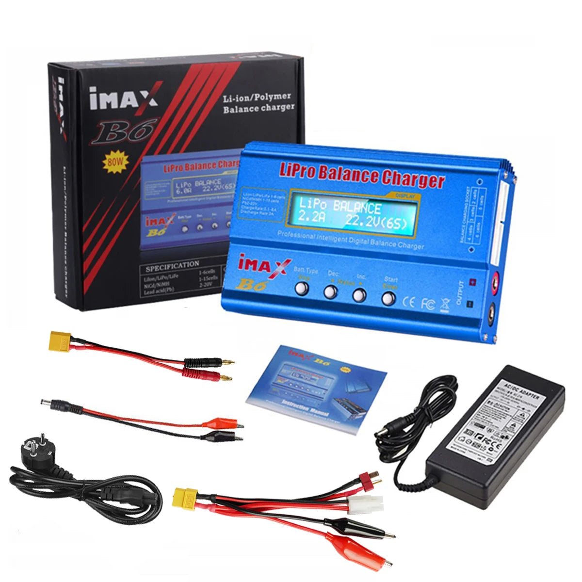 iMAX B6 80W LiPo Balance Charger Discharger – NiMH, Li-ion, NiCd, LiFe, Pb with 15V 6A Adapter
