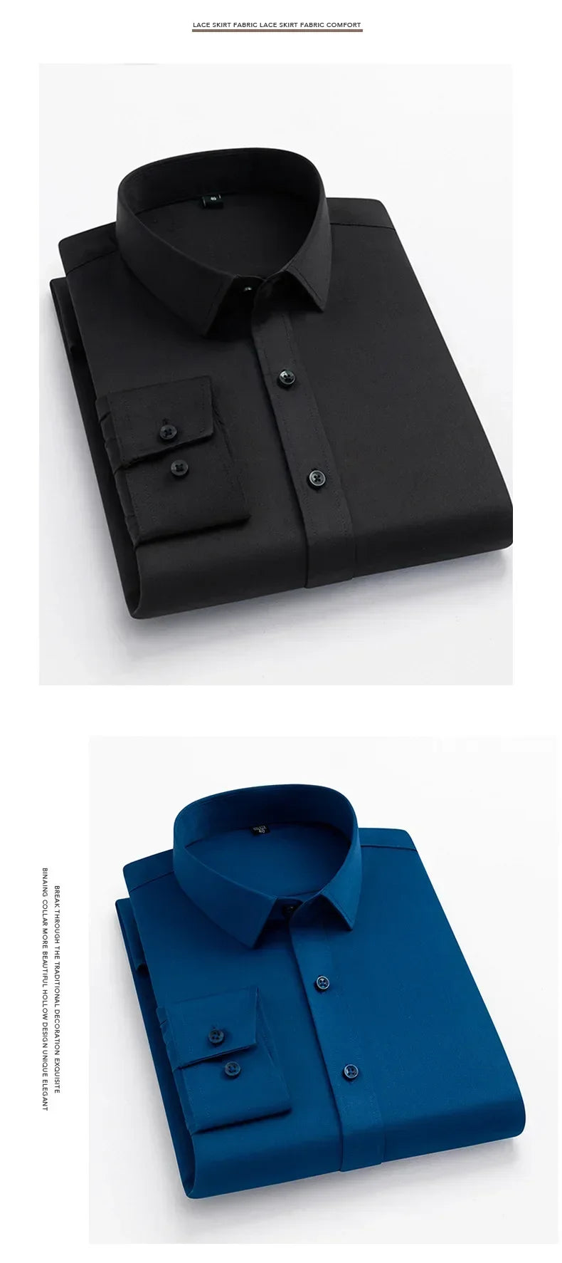 Men's Non-Iron Business Stand Collar Dress Shirt — Wrinkle-Free Formal Shirt