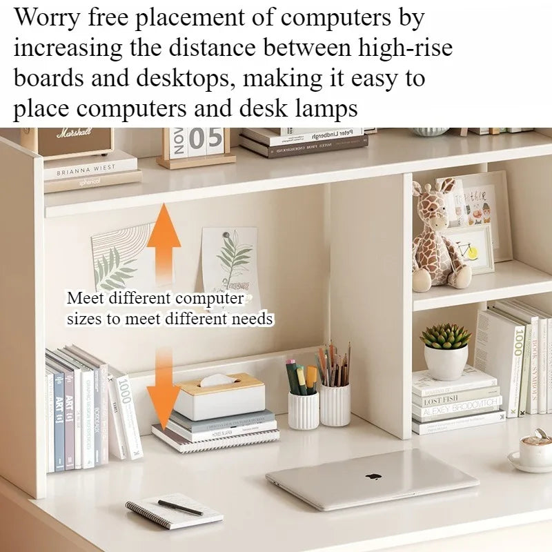 Home Desk with Integrated Bookcase — Student Study Table, Bedroom Dresser & Computer Desk with Storage