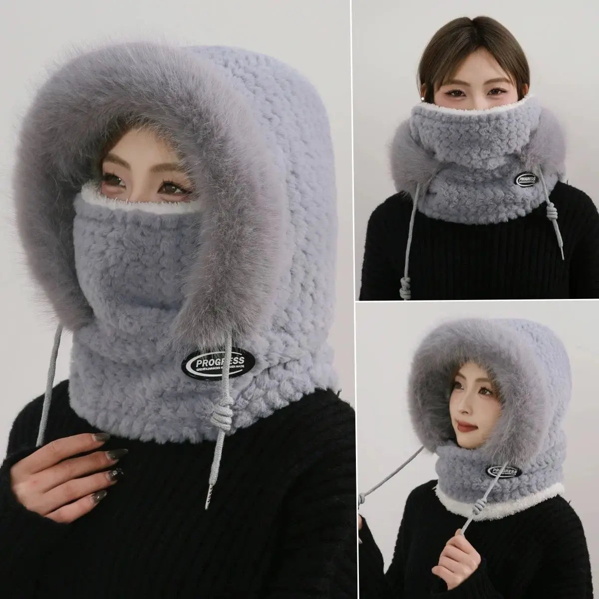 Women's Plush Winter Hood with Face and Neck Cover