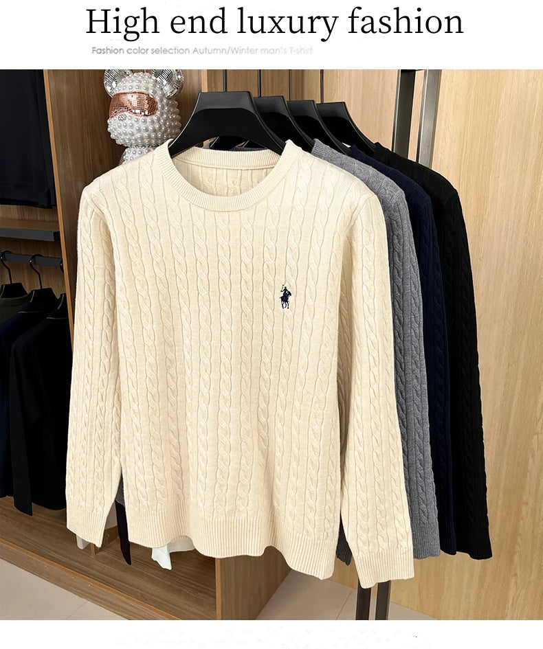 Men's Luxury Pony Embroidery Knit Sweater — Premium Detail Knitwear
