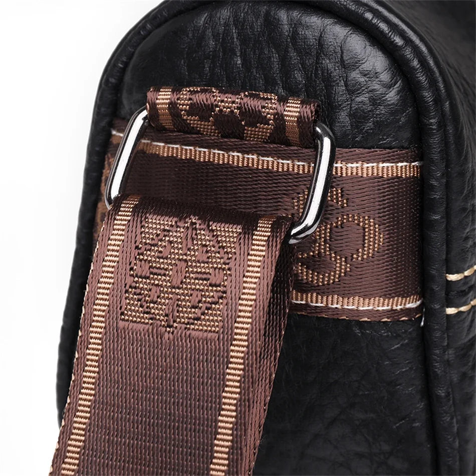Luxury Genuine Leather Barrel Crossbody Bag – Sequin Shoulder Messenger Bag for Women