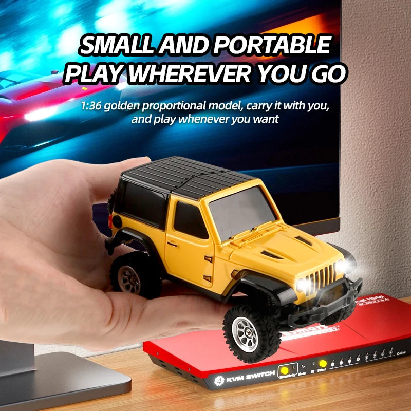 1:36 4WD Mini RC Off-Road Crawler Car with LED Lights – Remote Control Toy for Kids & Adults