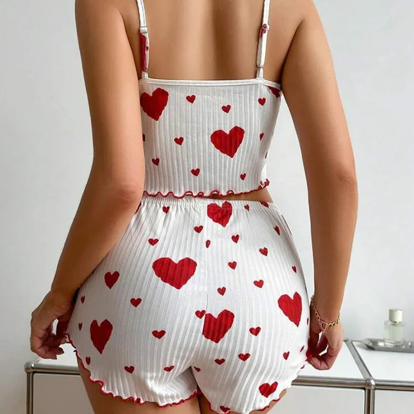 Women's 2-Piece Tank Top & Shorts Pajama Set | Soft Ventilated Love Print Sleepwear