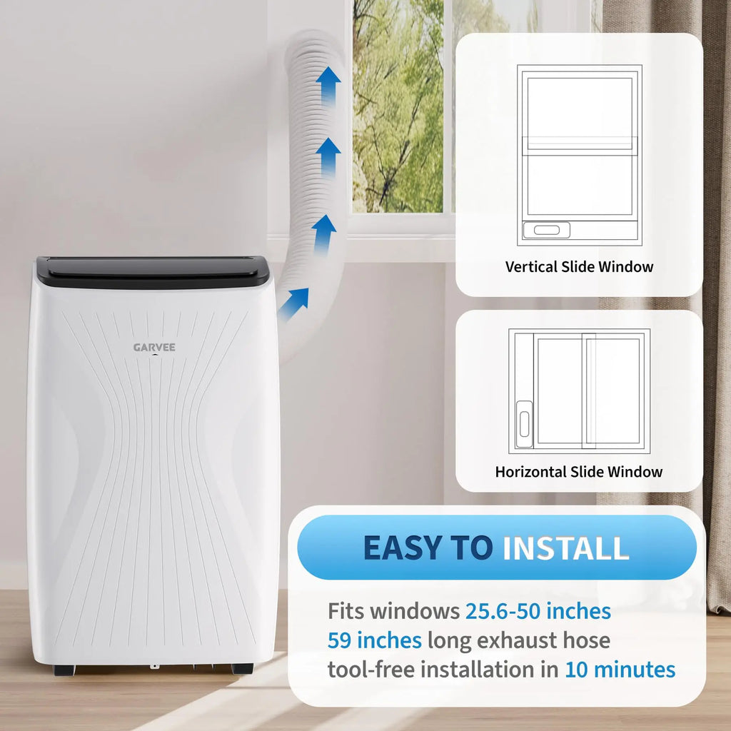 12,000 BTU Portable Air Conditioner — 3-in-1 Free-Standing AC with LED Display, 24H Timer, Remote & Window Kit for Home & Office up to 550 Sq Ft
