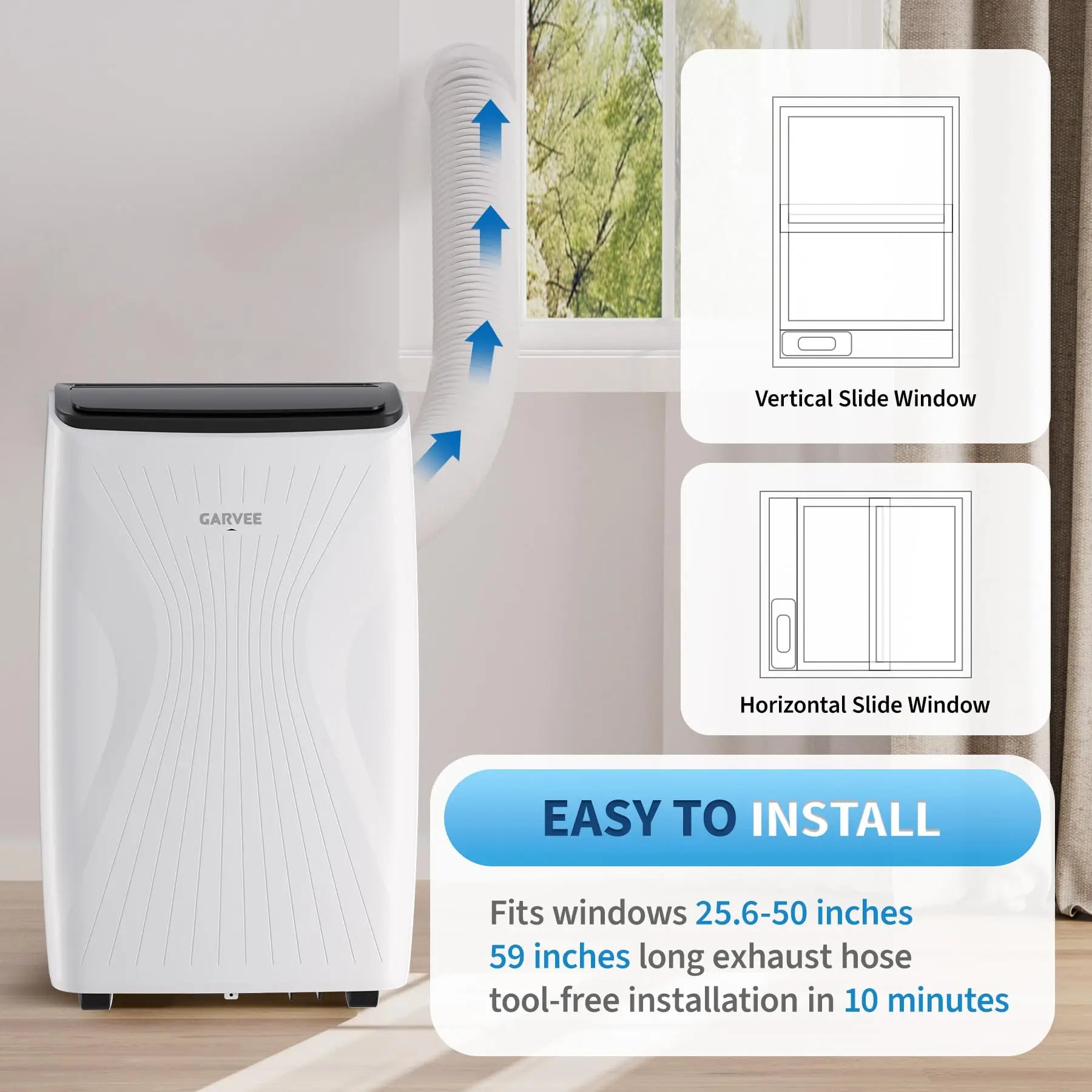 12,000 BTU Portable Air Conditioner — 3-in-1 Free-Standing AC with LED Display, 24H Timer, Remote & Window Kit for Home & Office up to 550 Sq Ft