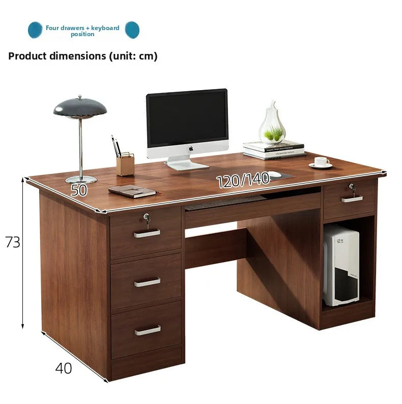 Modern Minimalist Writing & Computer Desk — Durable Wood Office Desk in Oak & Dark Walnut