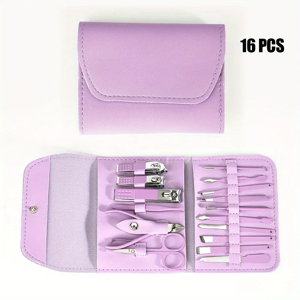 16-Piece Professional Nail Clippers & Cuticle Nippers Set – Manicure & Pedicure Kit with Travel Case