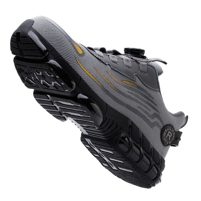 Men's Air Mesh Button-Closure Work Shoes