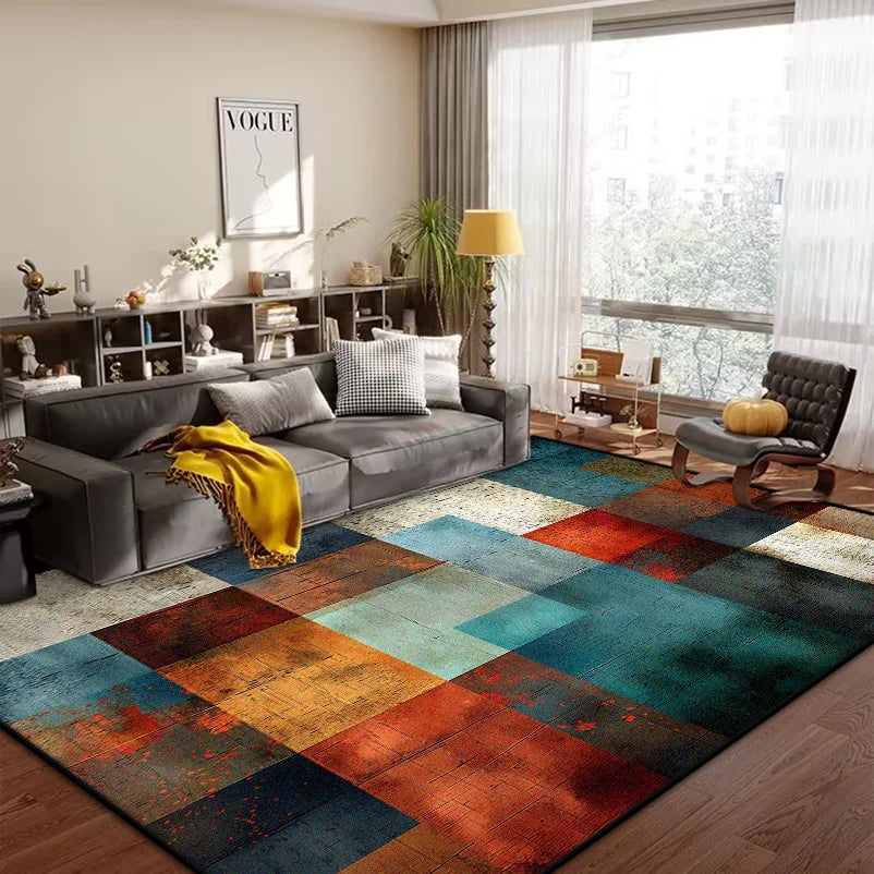 Geometric Abstract Large Area Rug – Non-Slip Custom Floor Mat for Living Room & Bedroom, 15 Colors & 15 Sizes