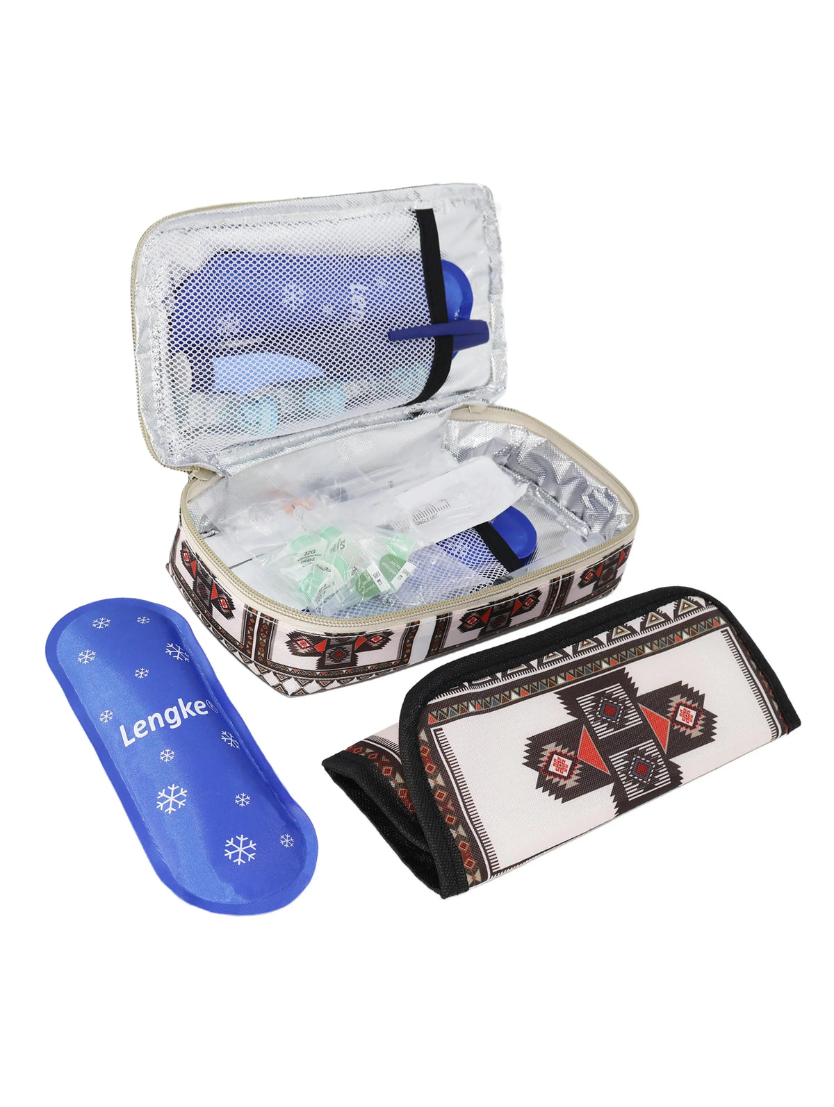 Large Portable Insulin Cooler Travel Bag – Lightweight Boho Flower Print for Outdoor Camping & Travel
