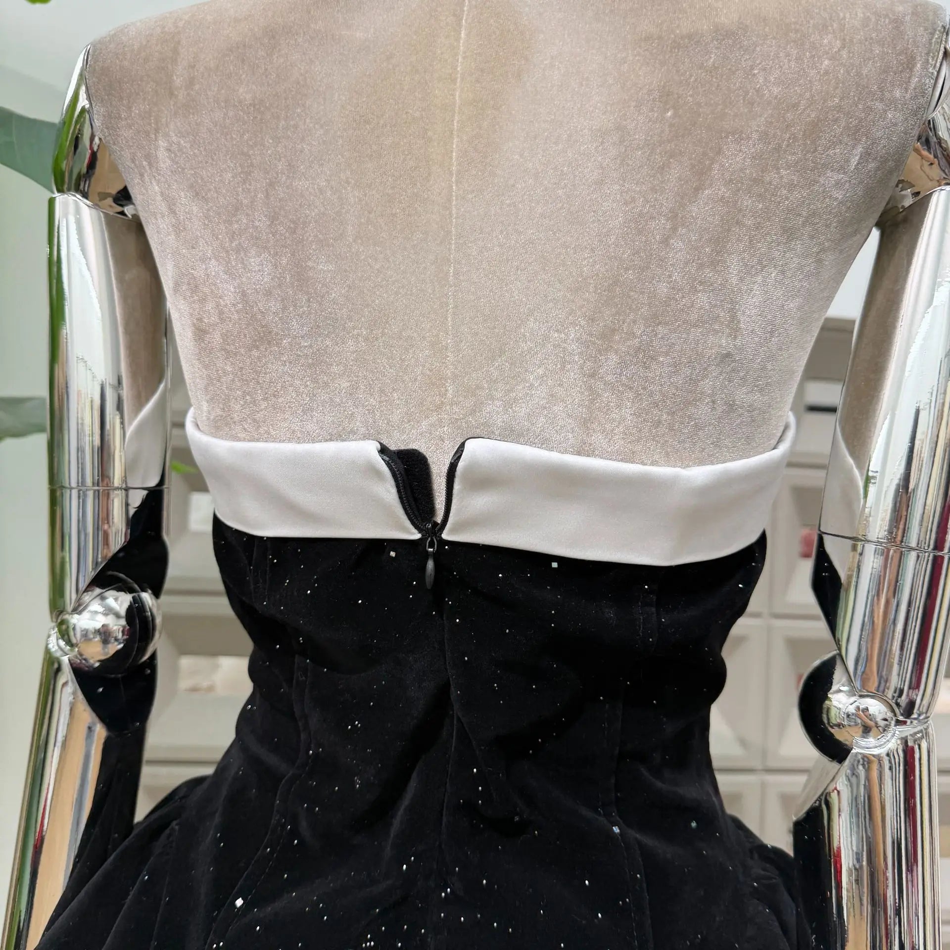Women's Strapless Backless Polka Dot Bow A-Line Dress – Party Evening Ball Gown