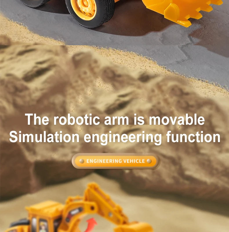 Press & Slide Construction Vehicle Toy – Excavator, Bulldozer & Road Roller for Kids