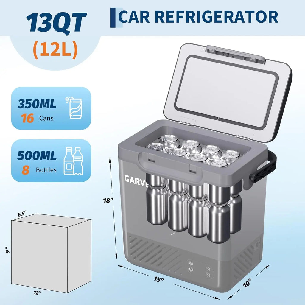 Portable Car Refrigerator – 12L/18L Compressor Fridge Freezer -4°F to 68°F, 12/24V