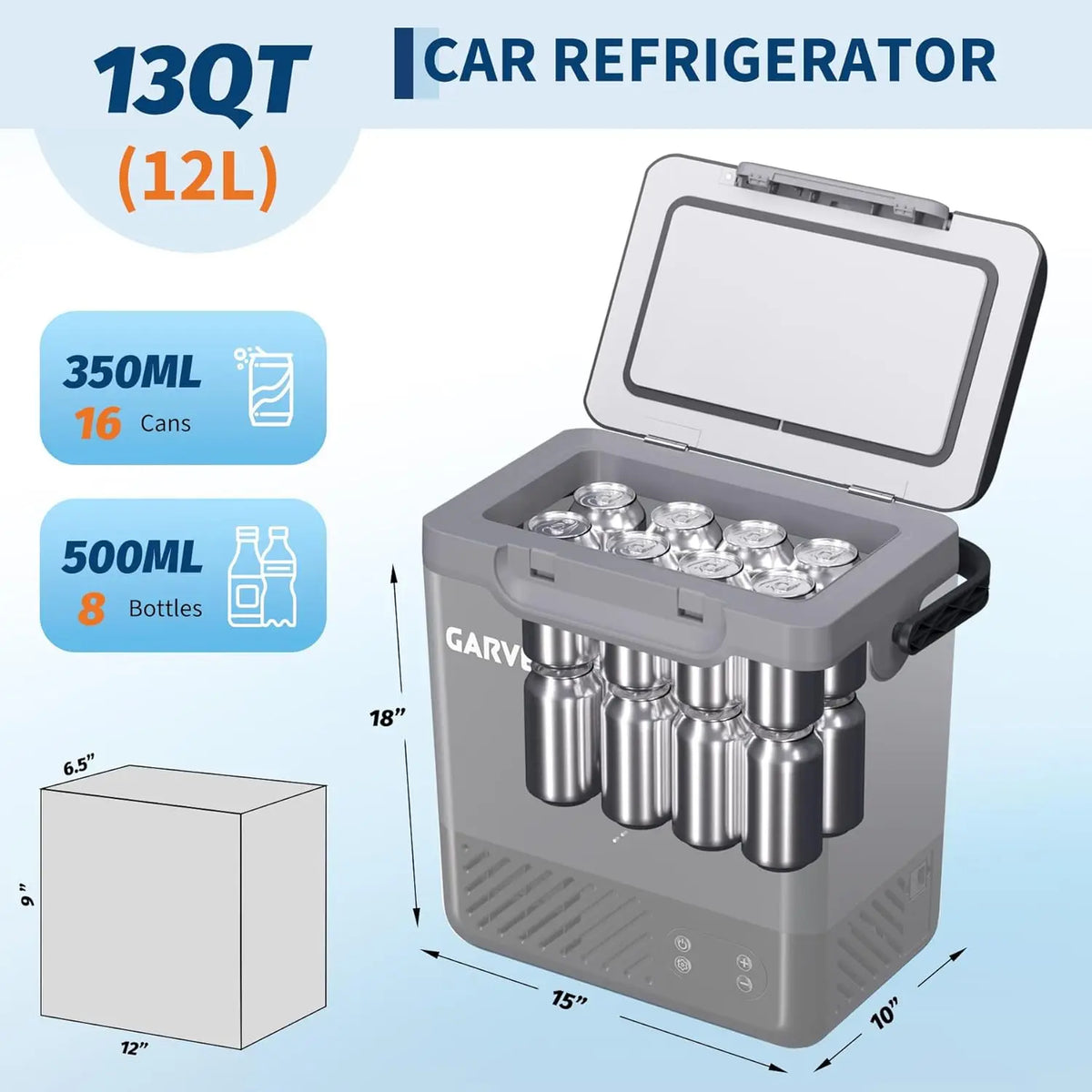 Portable Car Refrigerator – 12L/18L Compressor Fridge Freezer -4°F to 68°F, 12/24V