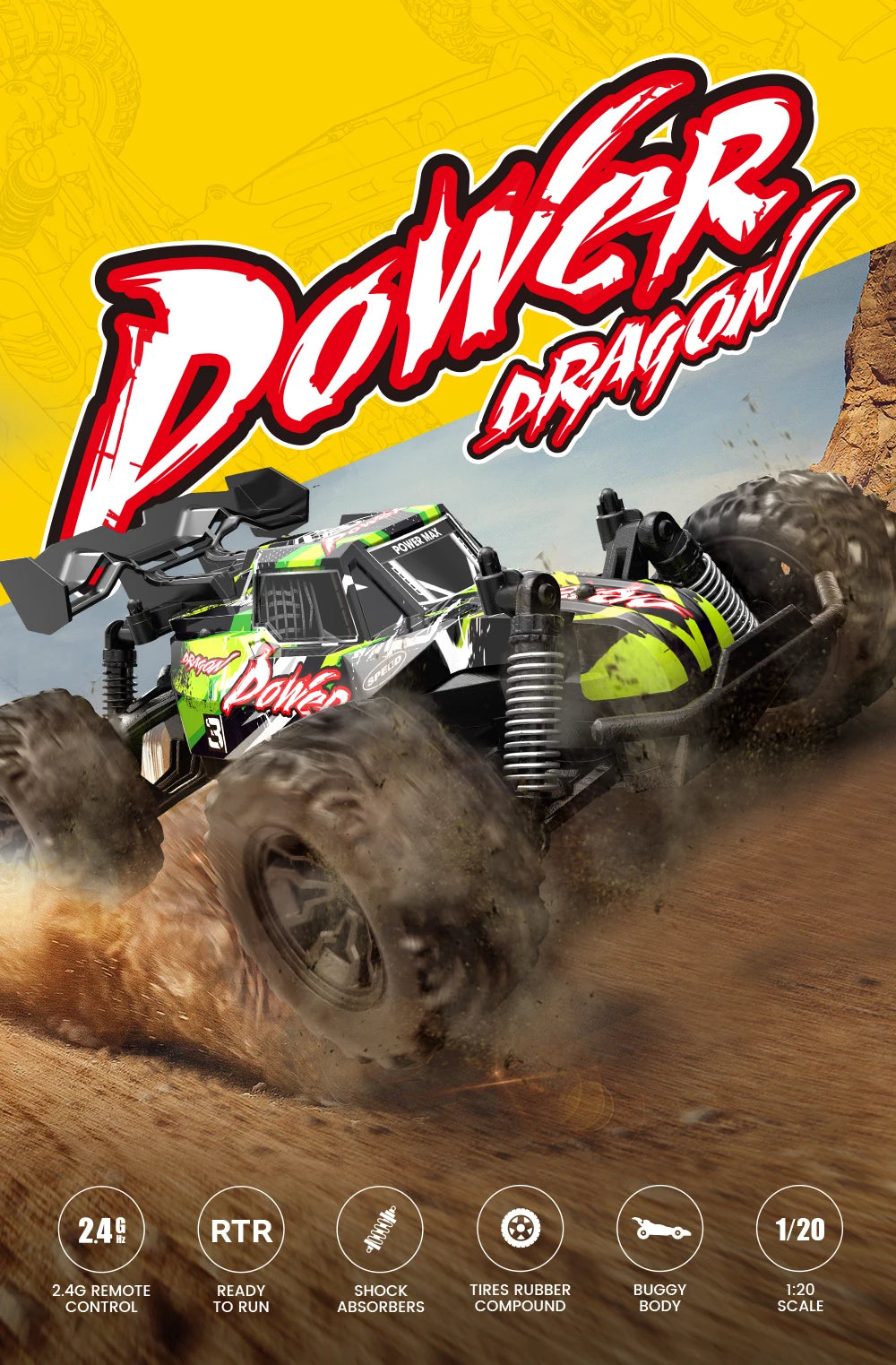 1:20 Scale 4WD RTR RC Monster Truck – High Speed Off-Road Climbing Drift Remote Control for Kids