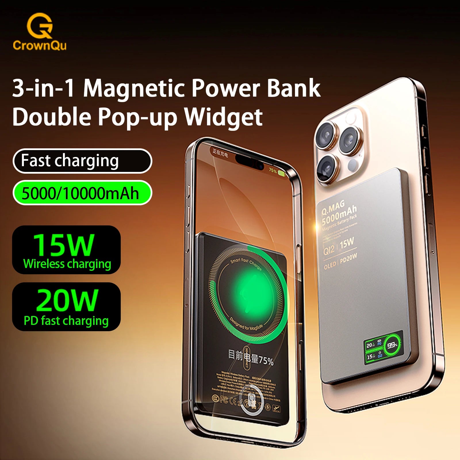 Qi2 Magnetic Power Bank — 15W MagSafe Fast Wireless Charging for iPhone