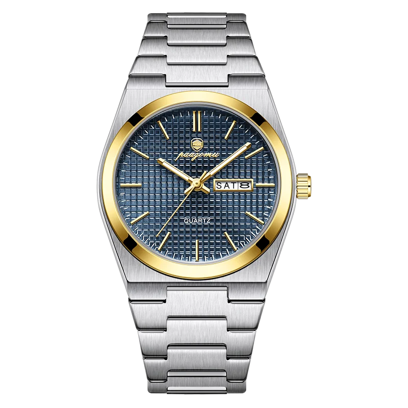 PAAZOMU Men's Luxury Waterproof Quartz Watch | Luminous Date Week Stainless Steel Sport Wristwatch