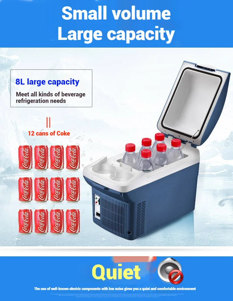 6L & 8L Small Car Refrigerator — 12V/24V Portable Fridge for Home & Camping, Cool & Frozen Drinks for Car & Truck