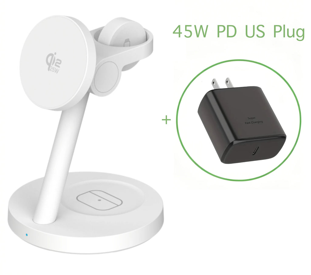 25W Qi2.2 Magnetic 3-in-1 Wireless Charging Station for iPhone & Apple Watch