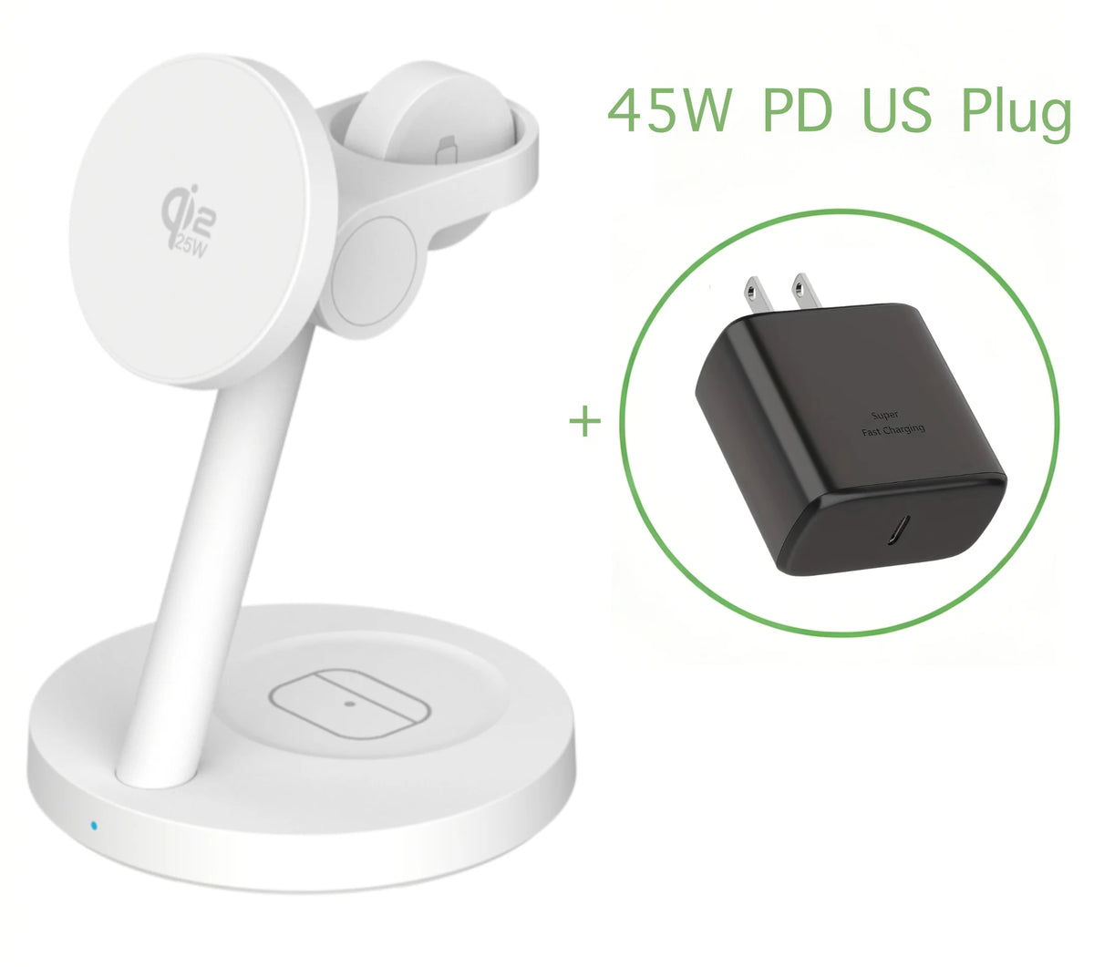 25W Qi2.2 Magnetic 3-in-1 Wireless Charging Station for iPhone & Apple Watch